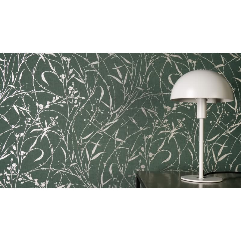 Botanical & Dschungel Vliestapete in Grün & Grau - Vibes & Styles von livingwalls (KG-177087)