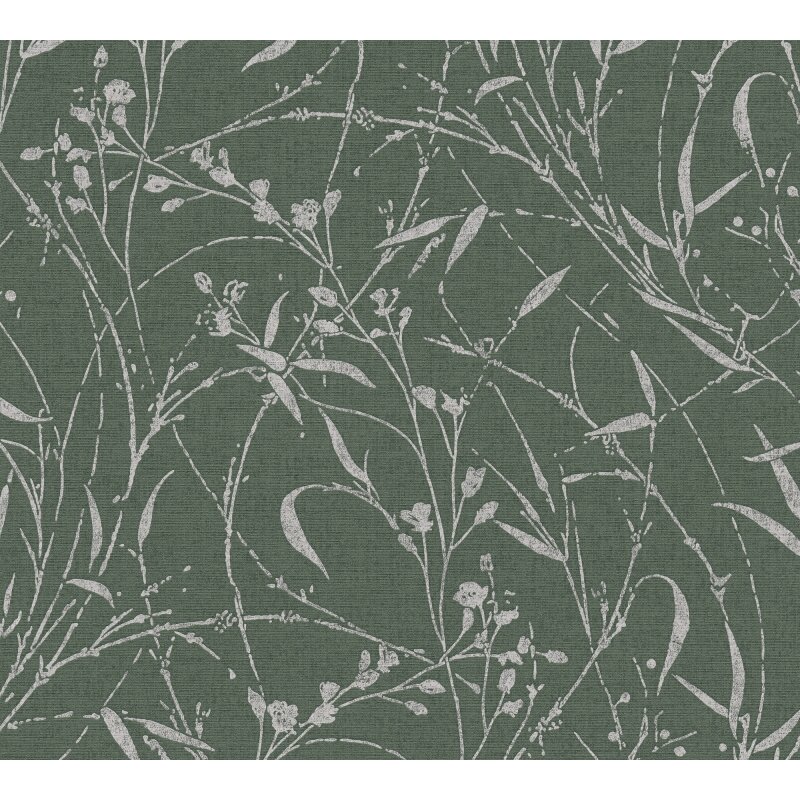 Botanical & Dschungel Vliestapete in Grün & Grau - Vibes & Styles von livingwalls (KG-177087)