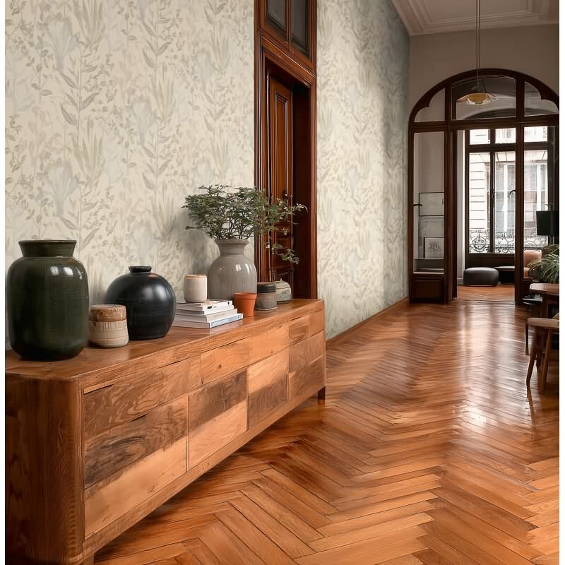 Premium Vliestapete Botanical & Dschungel Beige mit Grau - Vibes & Styles (KG-177092)