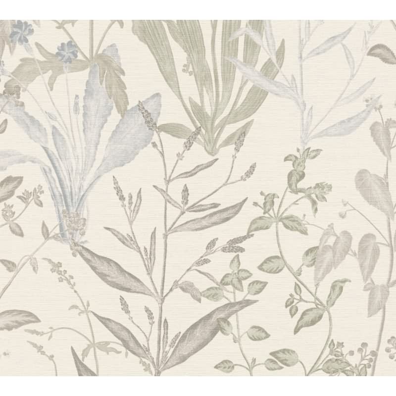 Premium Vliestapete Botanical & Dschungel Beige mit Grau - Vibes & Styles (KG-177092)