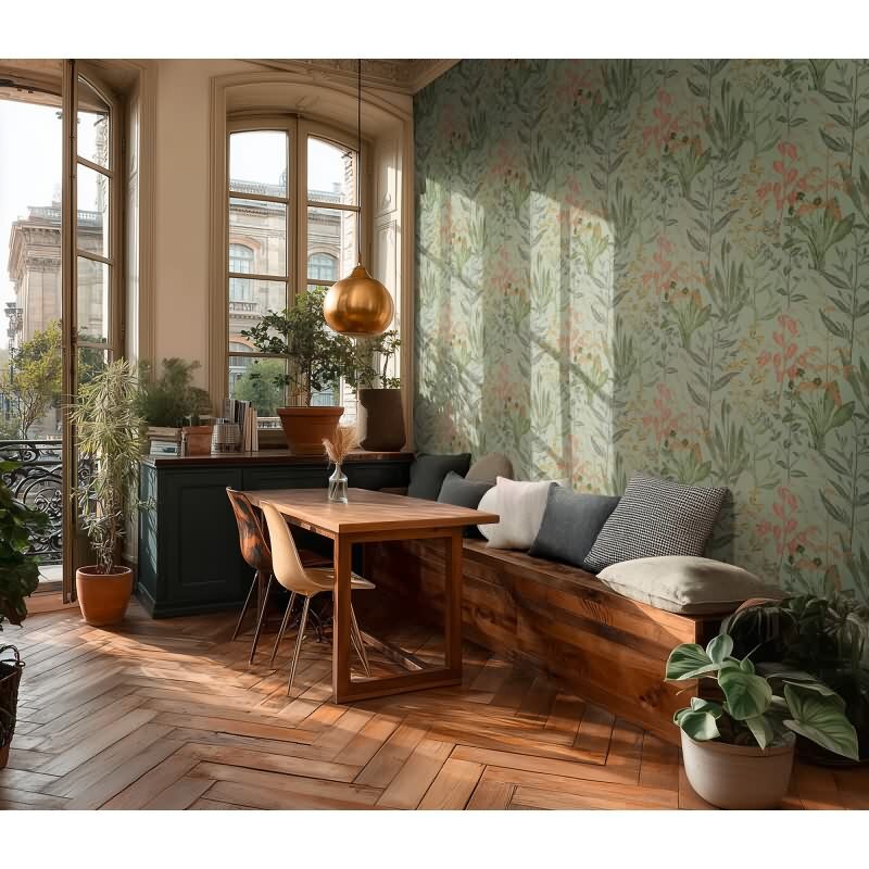 Stilvolle Botanical & Dschungel-Tapete Grün mit Beige aus Vibes & Styles (KG-177094)