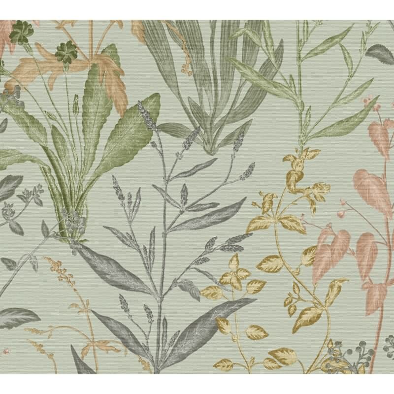 Stilvolle Botanical & Dschungel-Tapete Grün mit Beige aus Vibes & Styles (KG-177094)