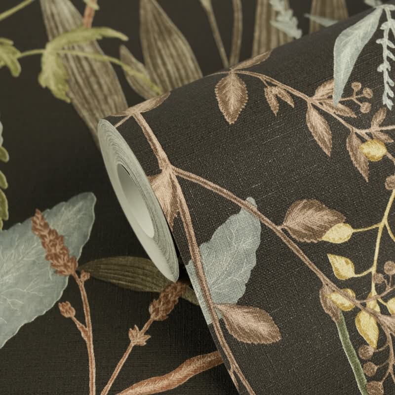 Botanical & Dschungel Vliestapete in Schwarz & Grün - Vibes & Styles von livingwalls (KG-177095)