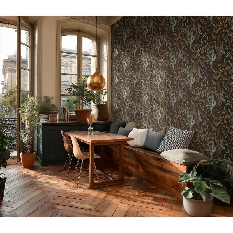 Botanical & Dschungel Vliestapete in Schwarz & Grün - Vibes & Styles von livingwalls (KG-177095)