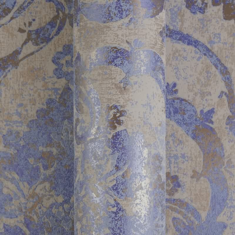 Stilvolle Barock & Ornament-Tapete Blau mit Braun aus Vibes & Styles (KG-177102)