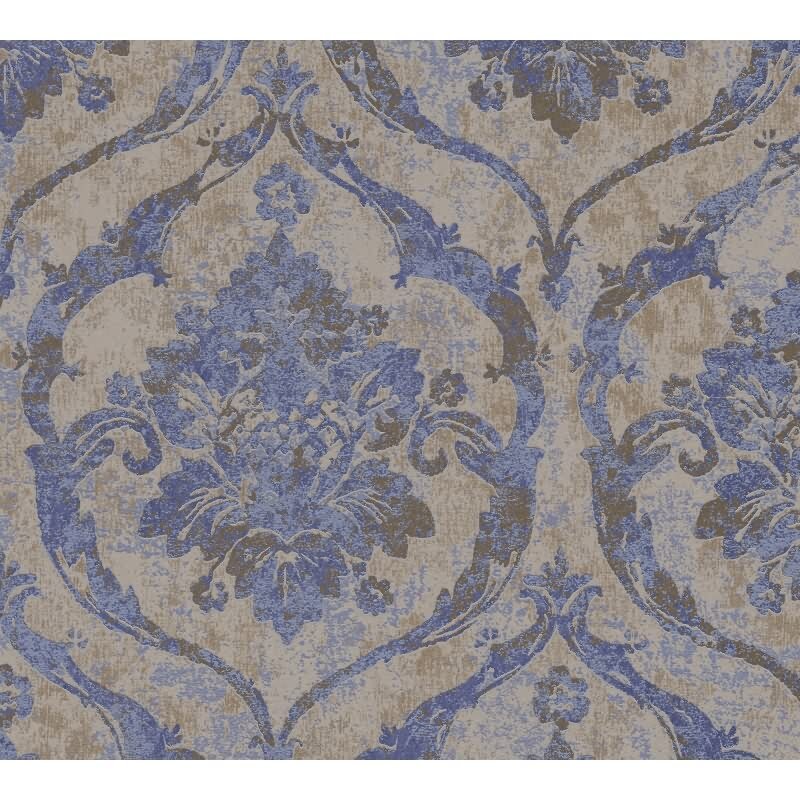 Stilvolle Barock & Ornament-Tapete Blau mit Braun aus Vibes & Styles (KG-177102)