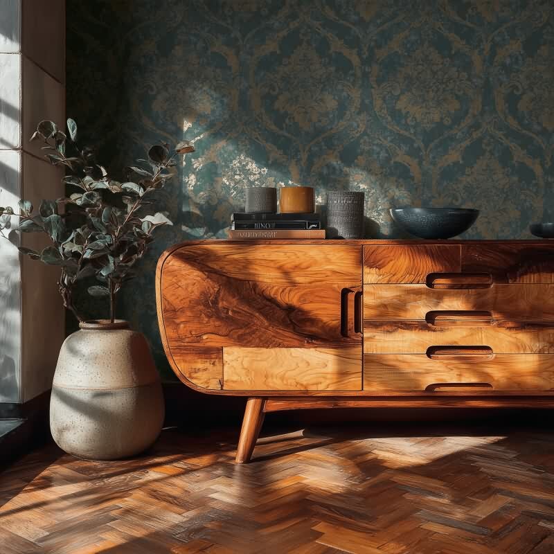 livingwallss Vibes & Styles: Vliestapete mit Barock & Ornament-Design in Grün (KG-177103)