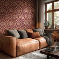 Vliestapete Rot Barock & Ornament - Vibes &...