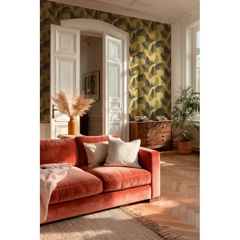 Vliestapete Gelb Botanical & Dschungel - Vibes & Styles Edition von livingwalls (KG-177106)