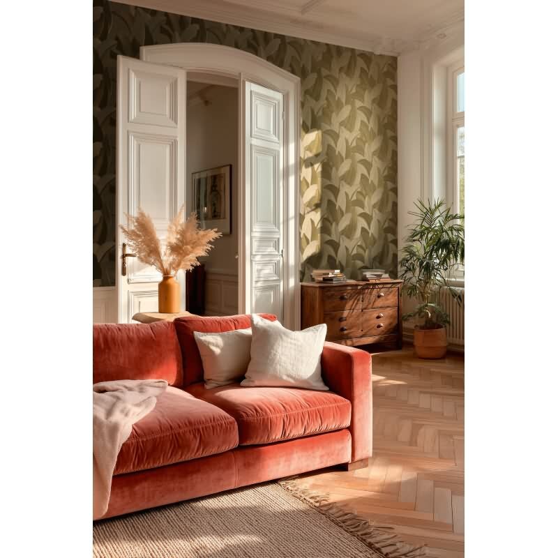 Elegante Vliestapete Beige-Botanical & Dschungel - Exklusiv Vibes & Styles (KG-177108)