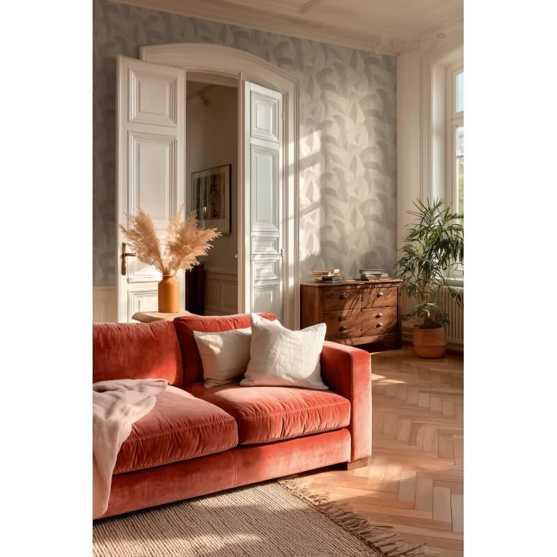 Edle Vliestapete mit Botanical & Dschungel in Beige & Weiß (Vibes & Styles) (KG-177110)