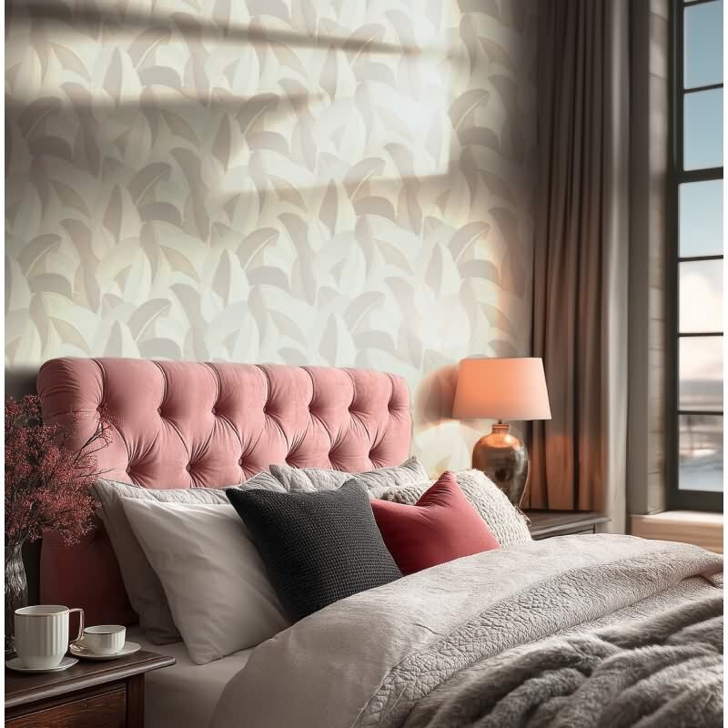 Edle Vliestapete mit Botanical & Dschungel in Beige & Weiß (Vibes & Styles) (KG-177110)