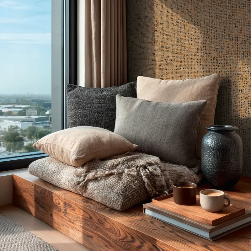 Orange Stoff & Geflecht-Design Vliestapete - Vibes & Styles Kollektion (KG-177112)