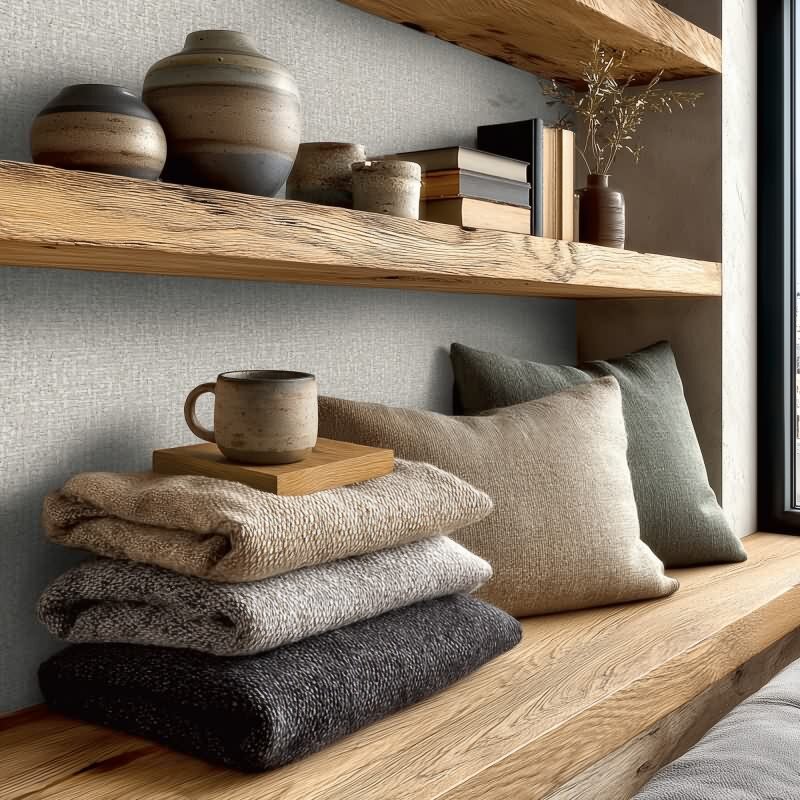 Elegante Vliestapete Grau-Stoff & Geflecht - Exklusiv Vibes & Styles (KG-177113)