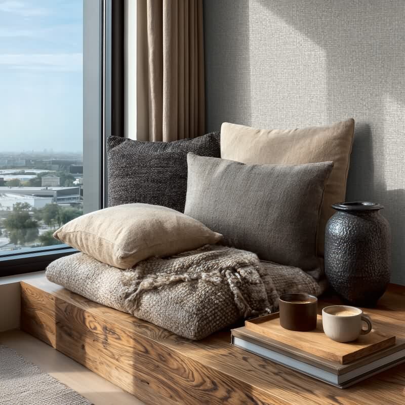 Elegante Vliestapete Grau-Stoff & Geflecht - Exklusiv Vibes & Styles (KG-177113)