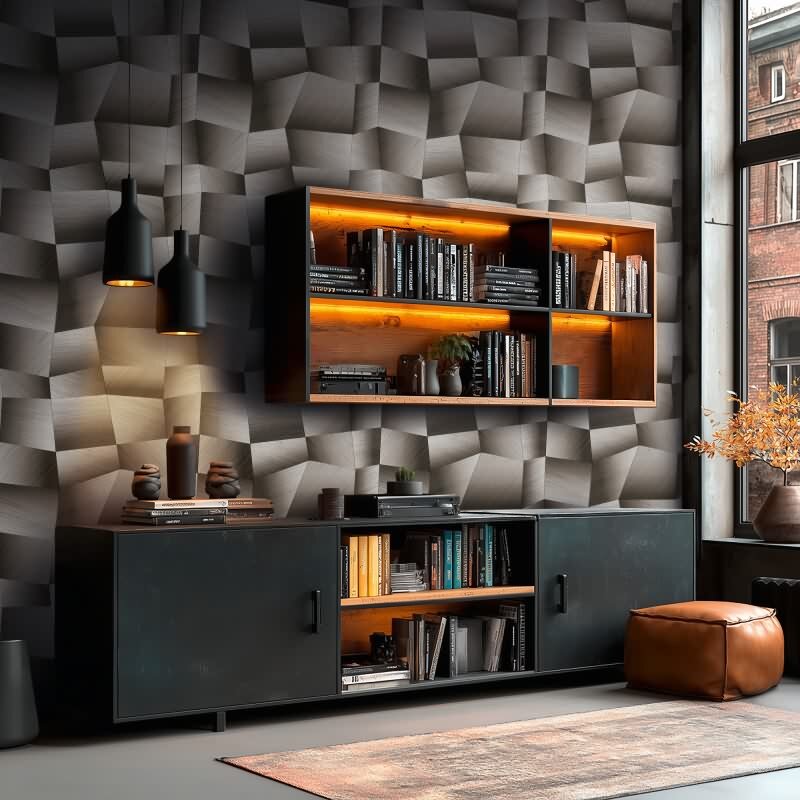 Hochwertige Vliestapete Grafik & Geometrie Grau & Schwarz - Vibes & Styles (KG-177122)