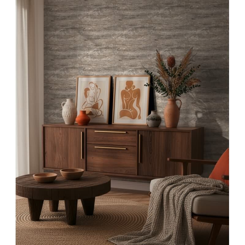 Stein-Muster Vliestapete im Grau-Ton - Vibes & Styles Serie (KG-177127)