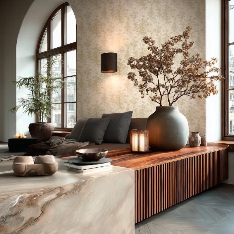 Elegante Vliestapete Beige-Grafik & Geometrie - Exklusiv Vibes & Styles (KG-177130)