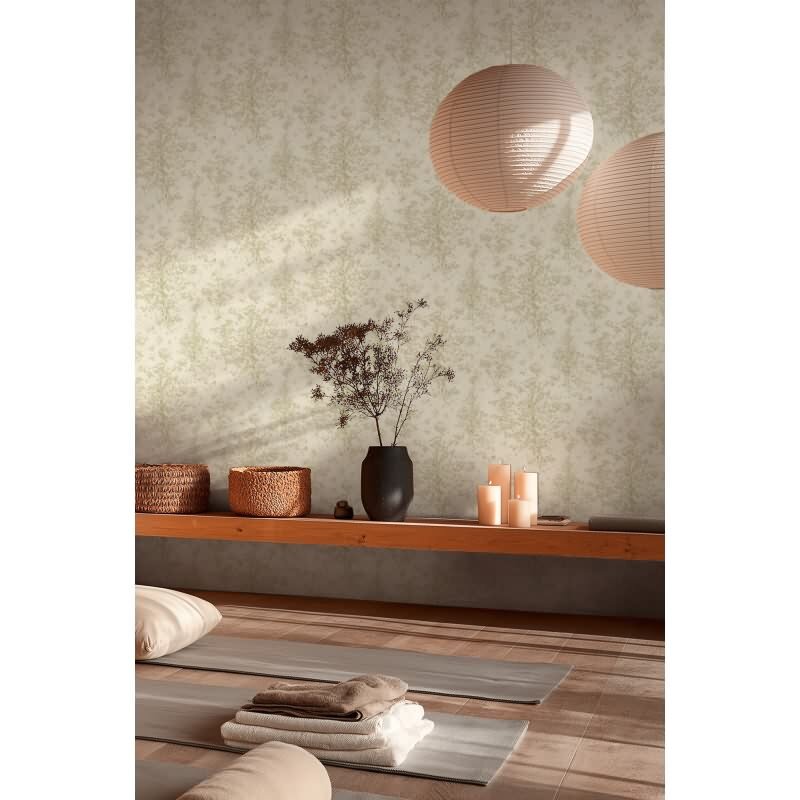 Edle Vliestapete mit Grafik & Geometrie in Beige & Grün (Vibes & Styles) (KG-177132)