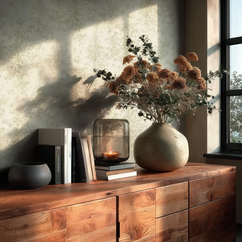 Edle Vliestapete mit Grafik & Geometrie in Beige & Grün (Vibes & Styles) (KG-177132)