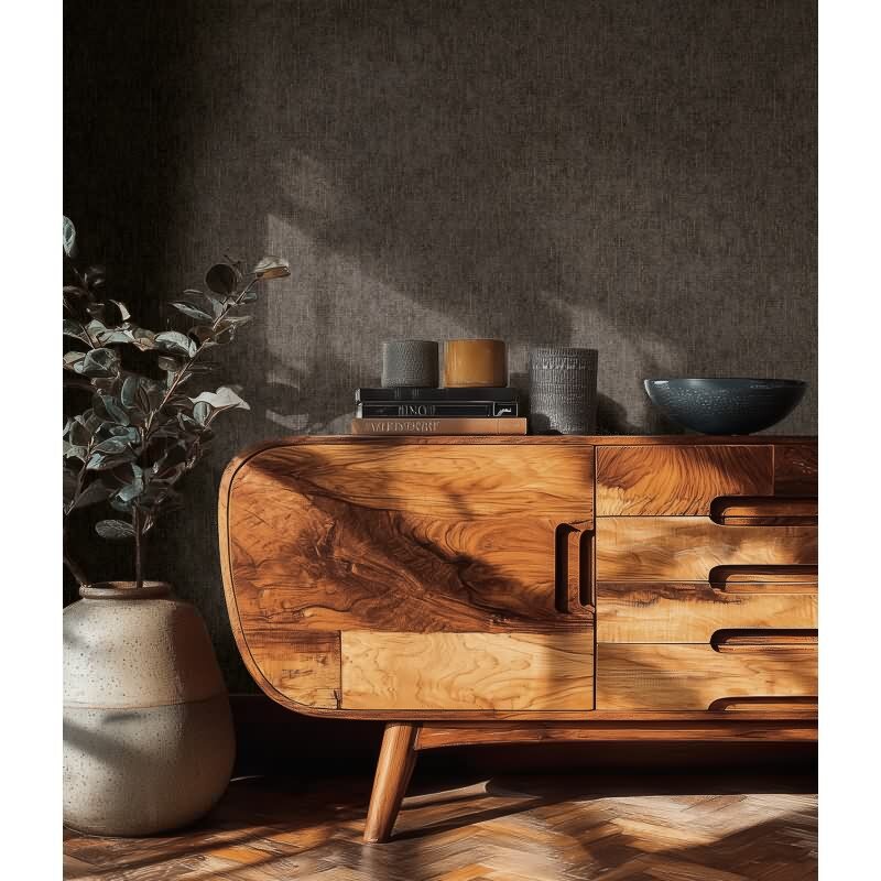 Premium Vliestapete Uni Schwarz mit Grau - Vibes & Styles (KG-177140)