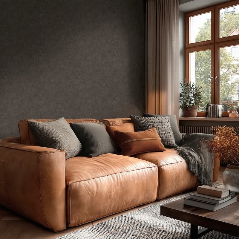 Premium Vliestapete Uni Schwarz mit Grau - Vibes & Styles (KG-177140)