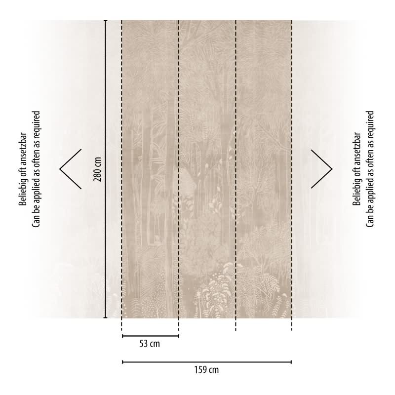 Hochwertige Vliestapete Bäume & Wald Beige & Beige - Vibes & Styles (KG-177148)