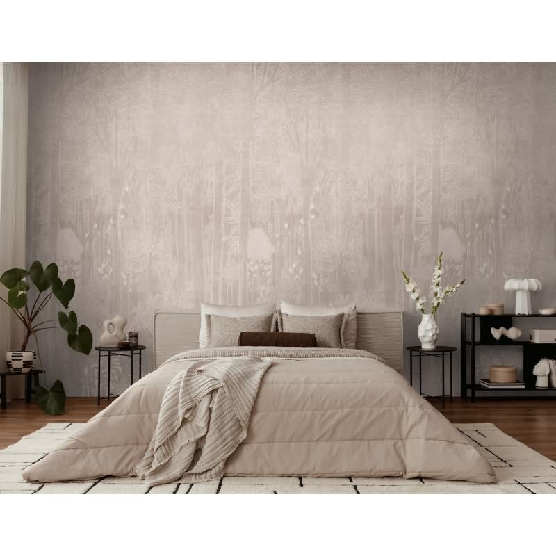 Hochwertige Vliestapete Bäume & Wald Beige & Beige - Vibes & Styles (KG-177148)