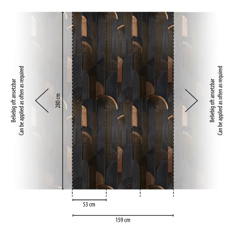 Edle Vliestapete mit Grafik & Geometrie in Schwarz & Braun (Vibes & Styles) (KG-177149)