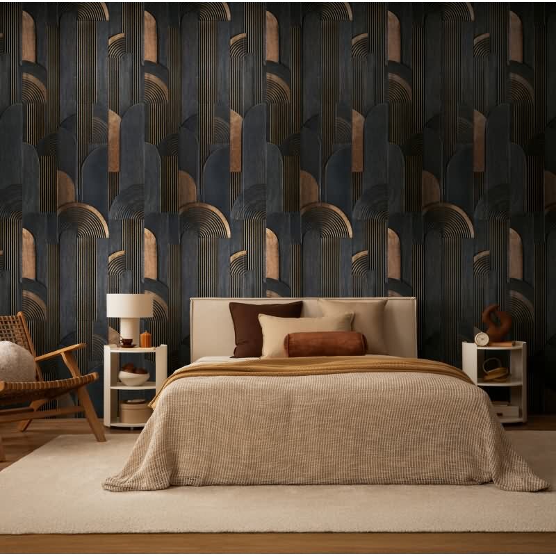 Edle Vliestapete mit Grafik & Geometrie in Schwarz & Braun (Vibes & Styles) (KG-177149)