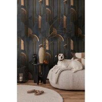 Edle Vliestapete mit Grafik &amp; Geometrie in Schwarz...