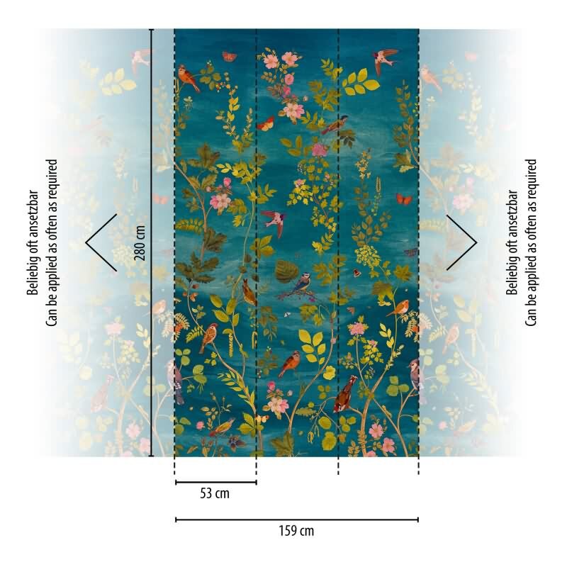 livingwallss Vibes & Styles: Vliestapete mit Blätter & Zweige-Design in Blau (KG-177150)