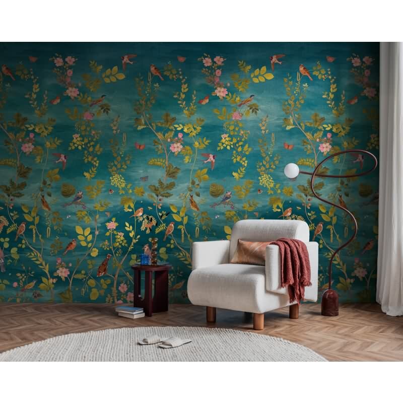 livingwallss Vibes & Styles: Vliestapete mit Blätter & Zweige-Design in Blau (KG-177150)