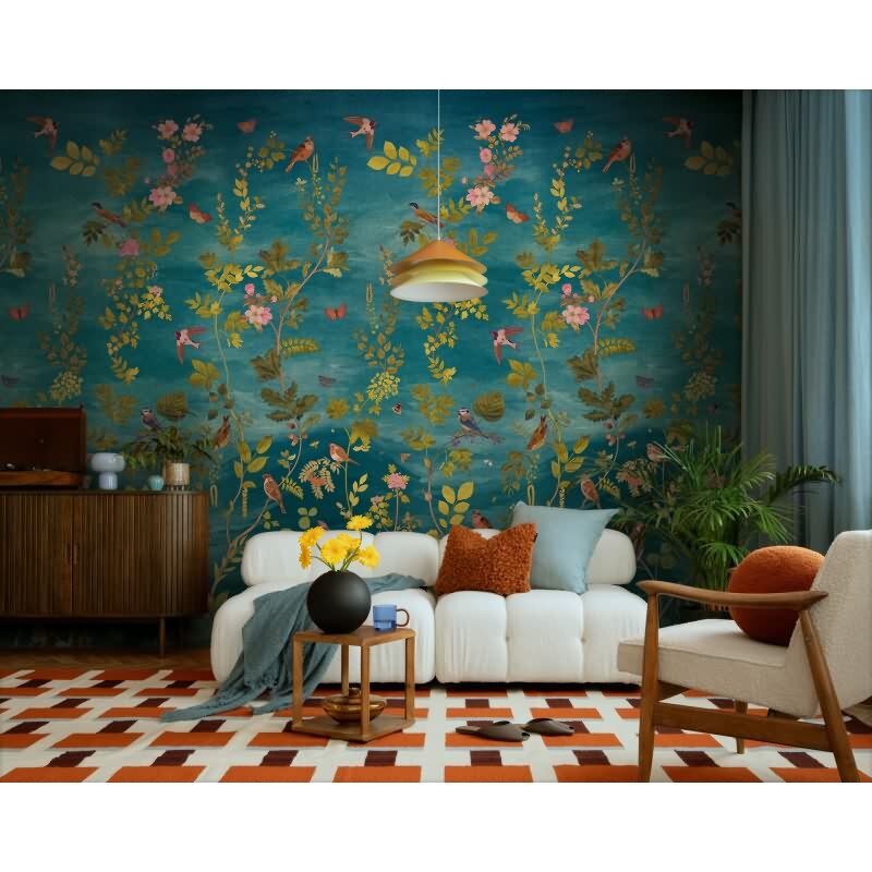 livingwallss Vibes & Styles: Vliestapete mit Blätter & Zweige-Design in Blau (KG-177150)