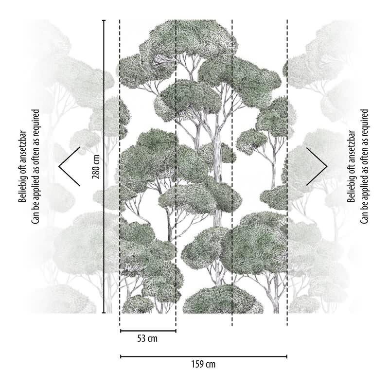Premium Vliestapete Bäume & Wald Grün mit Schwarz - Vibes & Styles (KG-177153)