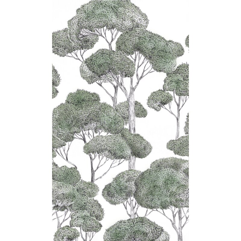 Premium Vliestapete Bäume & Wald Grün mit Schwarz - Vibes & Styles (KG-177153)