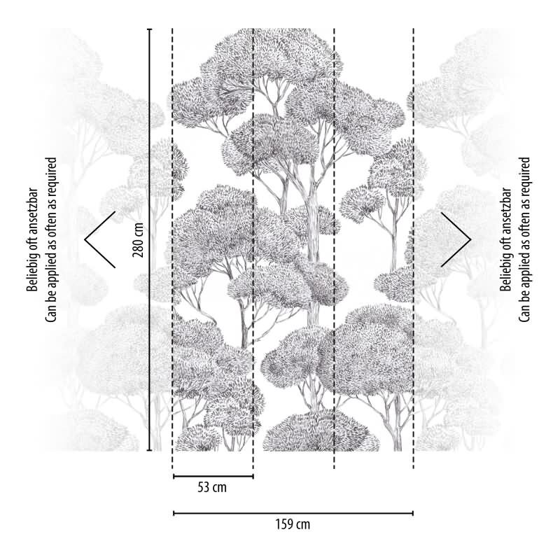 Stilvolle Bäume & Wald-Tapete Grau mit Schwarz aus Vibes & Styles (KG-177154)