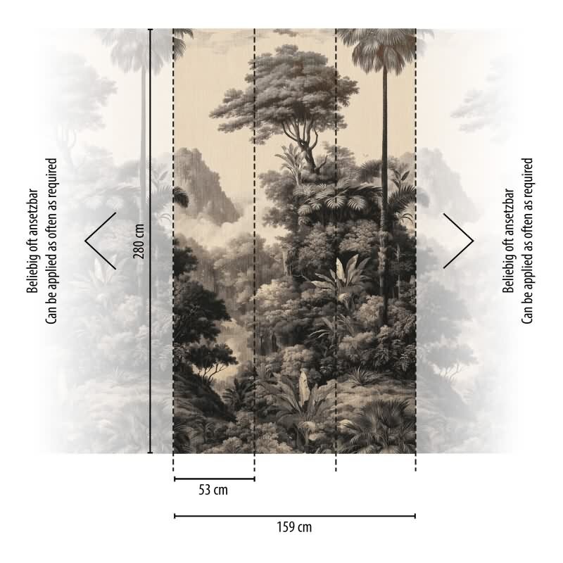 Premium Vliestapete Bäume & Wald Beige mit Schwarz - Vibes & Styles (KG-177156)