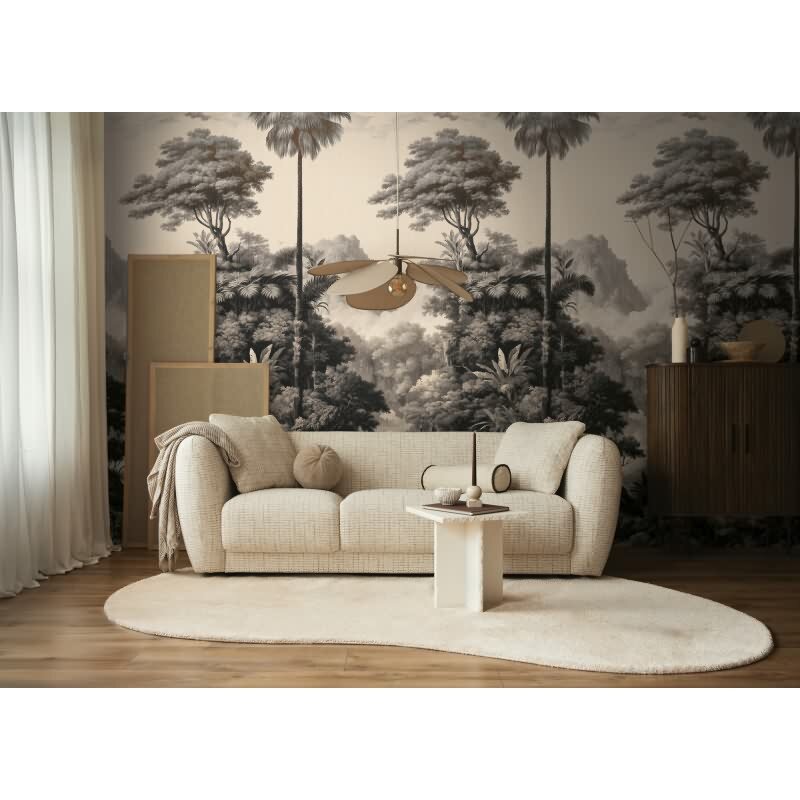 Premium Vliestapete Bäume & Wald Beige mit Schwarz - Vibes & Styles (KG-177156)