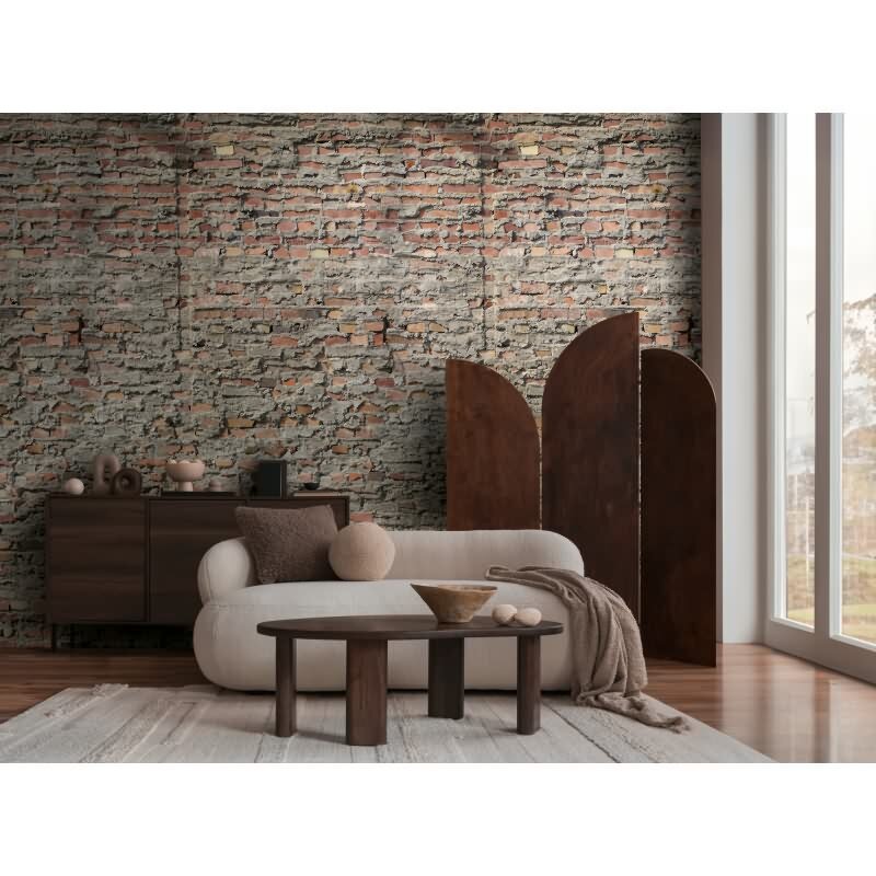 Hochwertige Vliestapete Stein Grau & Rot - Vibes & Styles (KG-177158)