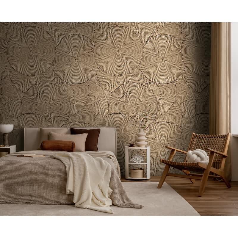 Edle Vliestapete mit Punkte & Kreise in Beige & Braun (Vibes & Styles) (KG-177160)