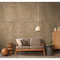 Edle Vliestapete mit Punkte &amp; Kreise in Beige &amp;...