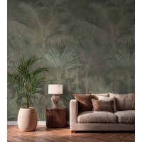 B&auml;ume &amp; Wald-Muster Vliestapete im Beige-Ton -...