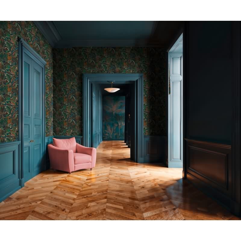 Hochwertige Vliestapete Blätter & Zweige Blau & Grün - Cuba II (KG-177167)