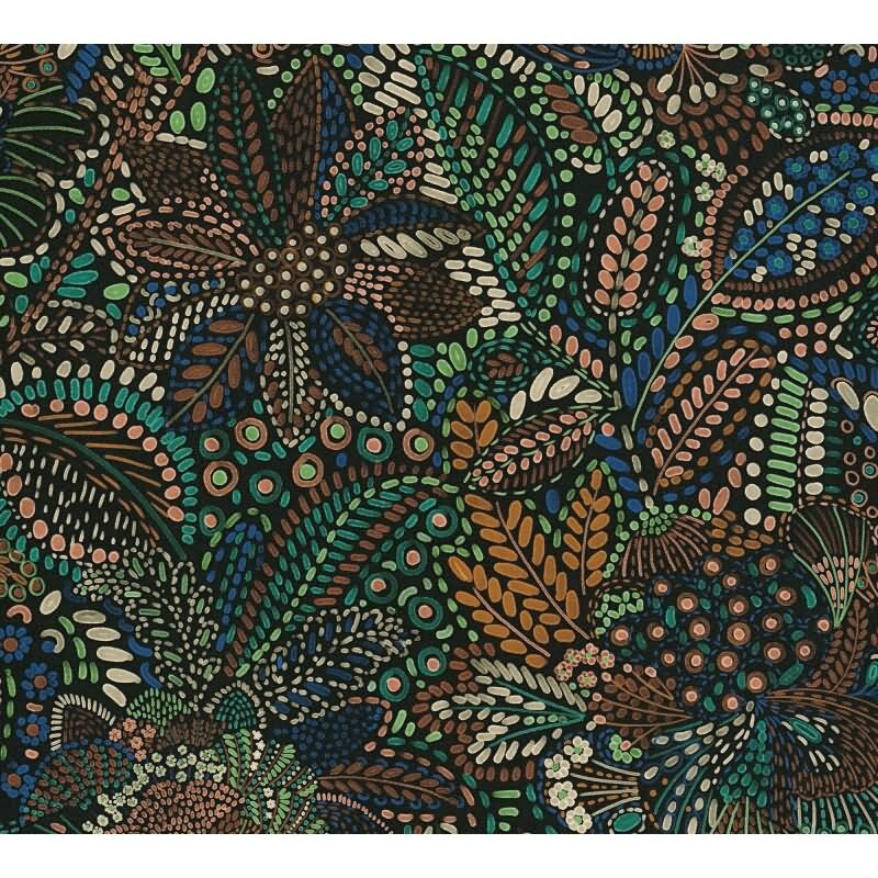 Hochwertige Vliestapete Blätter & Zweige Blau & Grün - Cuba II (KG-177167)