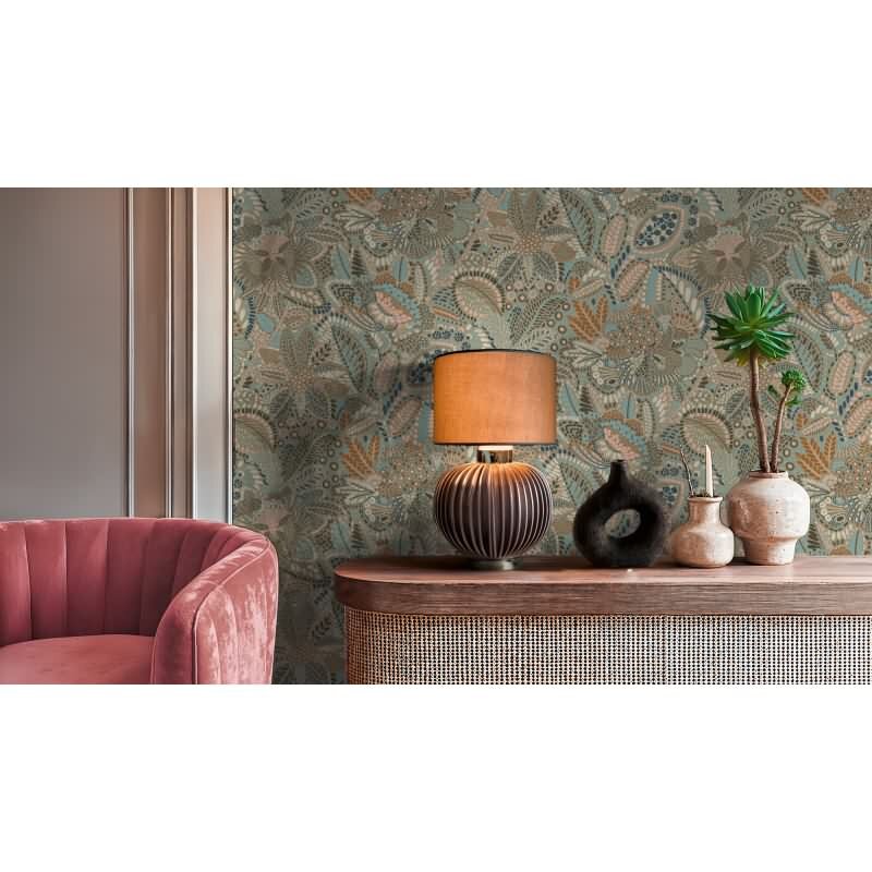 Elegante Vliestapete Grau-Blätter & Zweige - Exklusiv Cuba II (KG-177169)