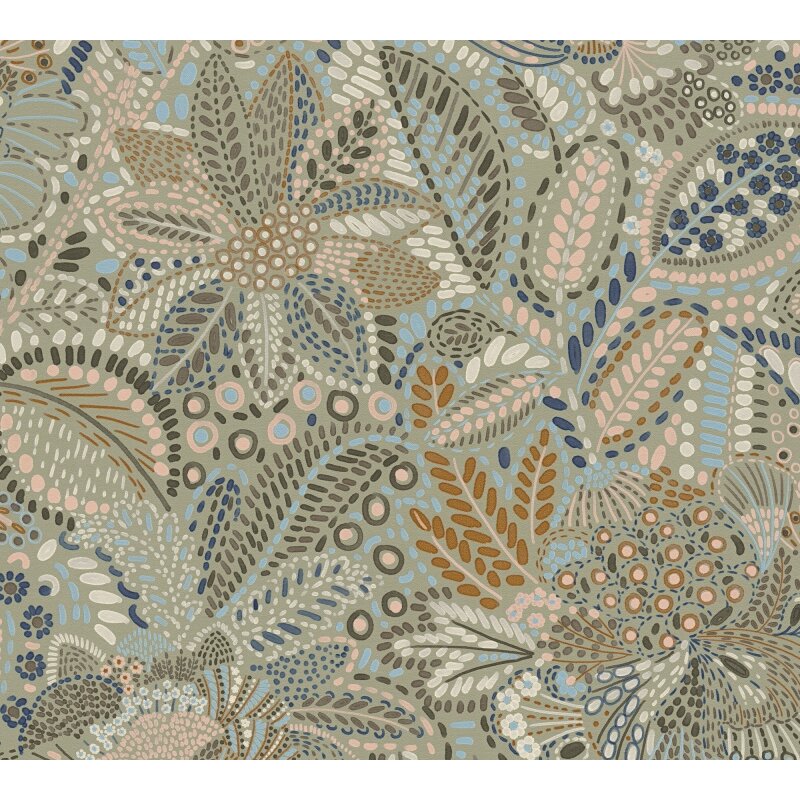 Elegante Vliestapete Grau-Blätter & Zweige - Exklusiv Cuba II (KG-177169)