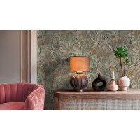 Elegante Vliestapete Grau-Bl&auml;tter &amp; Zweige -...