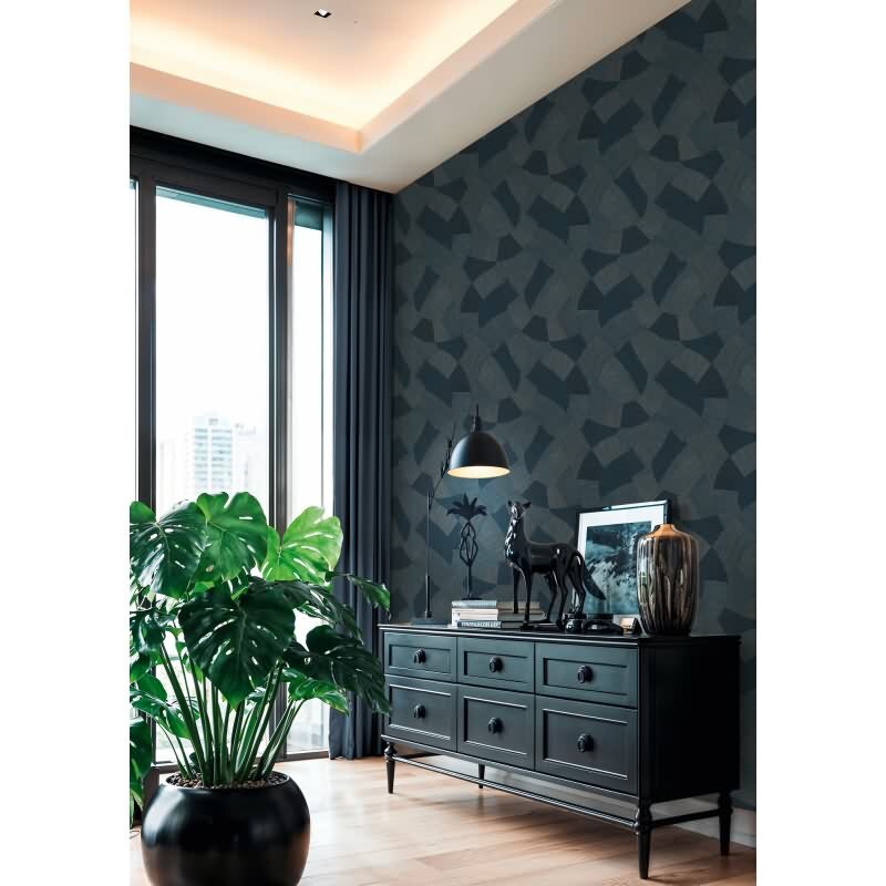 Edle Vliestapete mit Muster in Blau & Beige (Cuba II) (KG-177172)