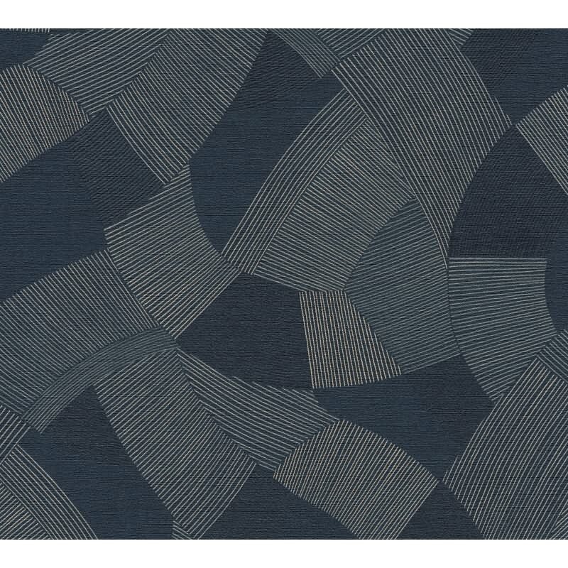 Edle Vliestapete mit Muster in Blau & Beige (Cuba II) (KG-177172)